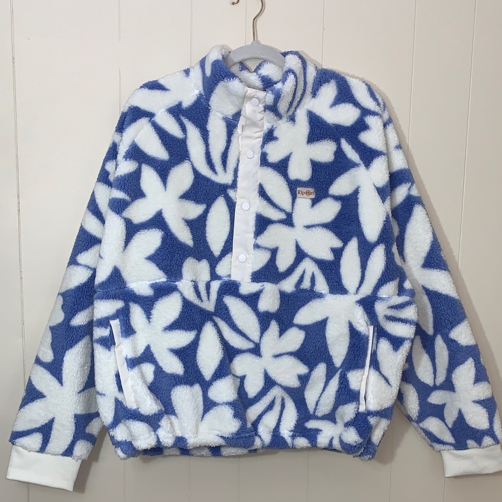 Rip Curl Sherpa Style Hot Tropics Polar Fleece Half Placket Pullover SIZE LARGE